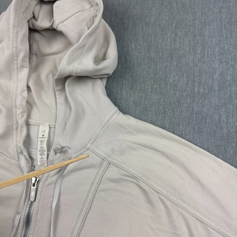 Lululemon Next Move Jacket‎ Hoodie Womens 12 Beige Full Zip Sweatshirt W4APOS